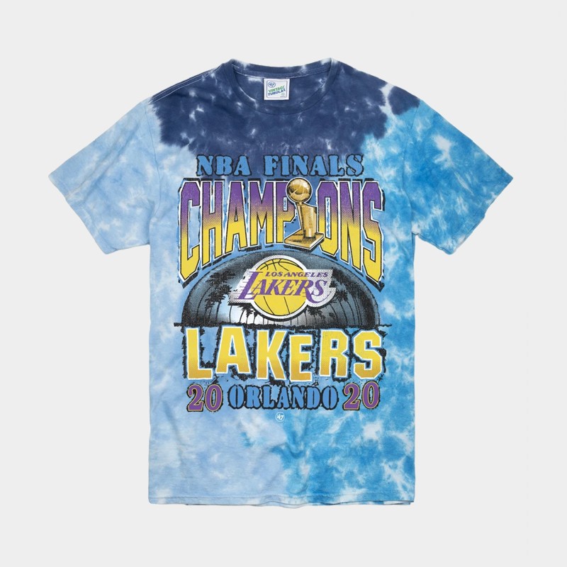 Men's Los Angeles Lakers NBA Vintage 2020 Tri Dye Finals Champions Blue Basketball T-Shirt GZA8183DG